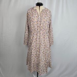 Style & Co Midi Dress Women's PXL Pink Multi Floral Long Sleeves Lined NWT